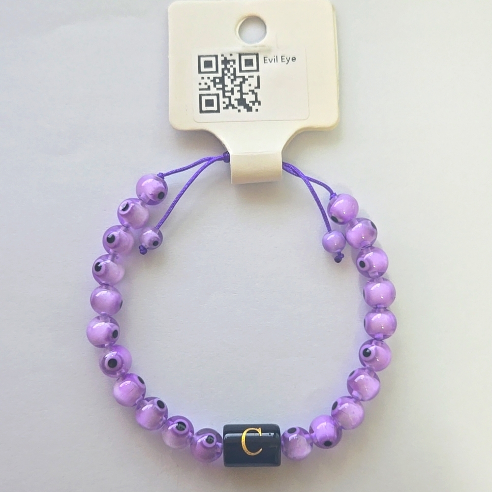 Evil Eye Gem Stone Bracelet Letter C